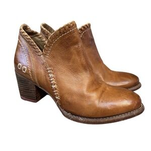 Bed Stu Cobbler Carla Brown Leather Booties Womens 6.5 Ankle Boots Side Zipper